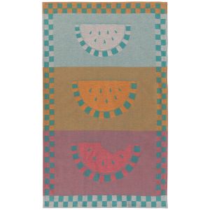 image shows Danica Jubilee Jacquard Dishtowel | Melon Pop  against a blank, white background
