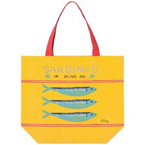 image shows Now Designs by Danica Sardine Tote Bag | Del Mar against a blank, white background  