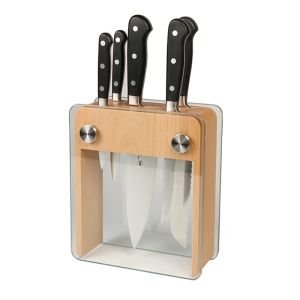 Mercer Cutlery Renaissance 6-Piece Knife Block Set | Beechwood & Glass