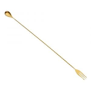 Mercer Barfly 19.6" Gold-Plated Bar Spoon with Fork