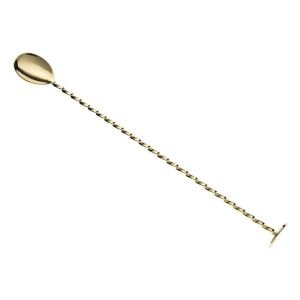 Mercer Barfly 15.75" Gold-Plated Bar Spoon with Muddler
