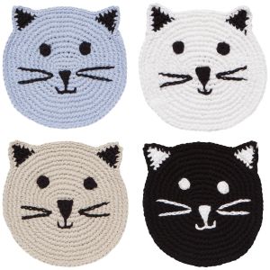 image shows Danica Jubilee Crochet Coasters (Set of 4) | Meow & Furever against a blank, white background  