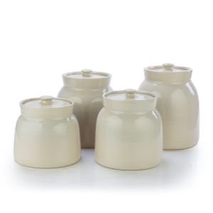 Martinez Pottery Hand Turned Stoneware Canister Set | Natural