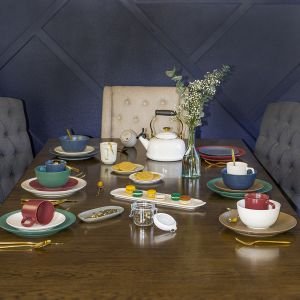 Everything Kitchens Modern Colorful Neutrals - Rippled Matte Dinnerware Collection
