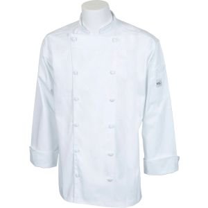 Mercer Renaissance Cutlery: XS Men's Chef Jacket/Chef Coat (White Color) w/ Traditional Neck for Food Industry Professionals (Commis, Sous Chef, or Chef de Cuisine): M62030WHXS