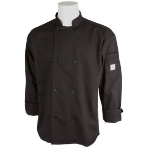 Mercer Millennia Cutlery: Medium Black Unisex Chef Coat/Chef Jacket for Food Industry Professionals, M60010BKM