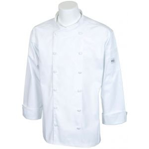 Mercer Renaissance Cutlery: 5XL Men's Chef Jacket/Chef Coat (White Color) w/ Scooped Neck for Food Industry Professionals (Commis, Sous Chef, or Chef de Cuisine): M62010WH5X