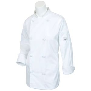 Mercer Renaissance Cutlery: XL Women's Chef Coat/Chef Jacket (White Color) w/ Scooped Neck for Food Industry Professionals (Commis, Sous Chef, or Chef de Cuisine): M62040WH1X