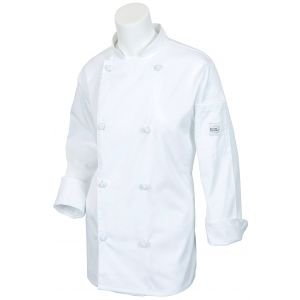 Mercer Renaissance Cutlery: 3XL Women's Chef Coat/Chef Jacket (White Color) w/ Scooped Neck for Food Industry Professionals (Commis, Sous Chef, or Chef de Cuisine): M62040WH3X