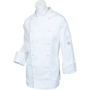Mercer Renaissance Cutlery: XXS Women's Chef Coat/Chef Jacket (White Color) w/ Traditional Neck for Food Industry Professionals (Commis, Sous Chef, or Chef de Cuisine): M62060WHXXS