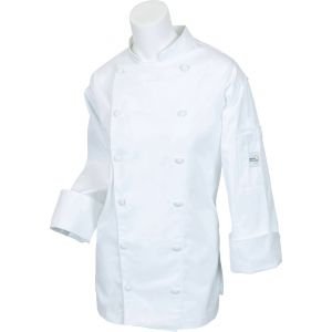 Mercer Renaissance Cutlery: Small Women's Chef Coat/Chef Jacket (White Color) w/ Traditional Neck for Food Industry Professionals (Commis, Sous Chef, or Chef de Cuisine): M62060WHS