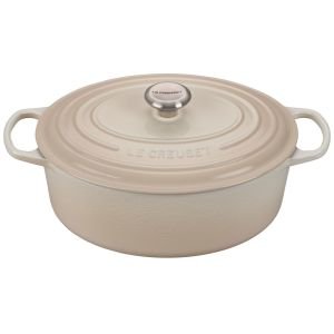 Le Creuset 6.75 Qt. Oval Signature Dutch Oven with Stainless Steel Knob | Meringue White
