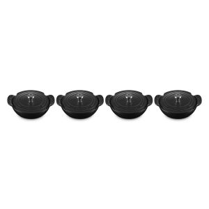 Le Creuset Gourmand Collection 0.75 Qt. Mini Braiser | Set of 4 against a white background shot slightly from above
