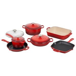 Le Creuset 10-Piece Signature Cookware Set with Stainless Steel Knobs | Cerise/Cherry Red