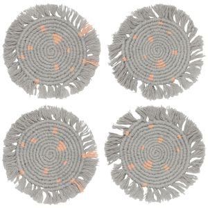 Danica Heirloom Macrame Coasters (Set of 4) | Dove Gray