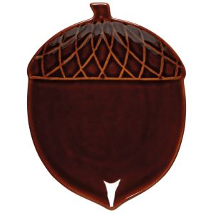 Now Designs by Danica Shaped Dish Oak and Acorn Against a Plain White Background