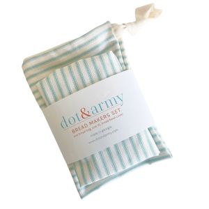 image shows Dot & Army Ticking Stripes Bread Makers Set  against a blank, white background
