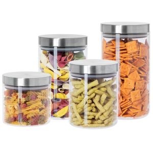 OGGI Glass Canisters with Stainless Steel Lids | Set of 4