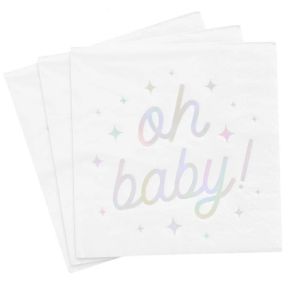 image shows xo, Fetti 50-Piece Cocktail Napkins | Oh Baby against a blank, white background