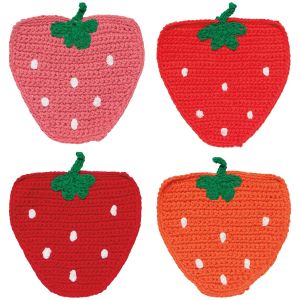 image shows Danica Jubilee Crochet Coasters (Set of 4) | Berry Sweet against a blank, white background