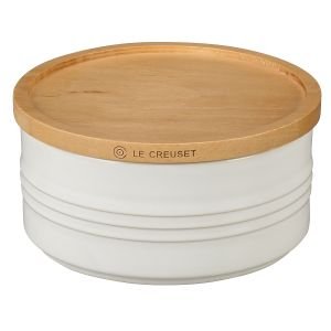 Le Creuset 23 oz. [5 1/2" diameter] Canister with Wood Lid, White (Storage Containers) PG1517-1416