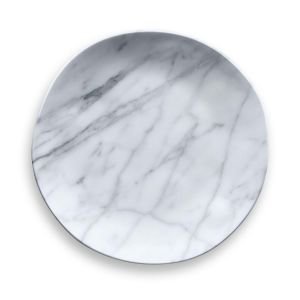 TarHong Melamine Tabletop 10.5" Round Dinner Plate | Carrara Marble