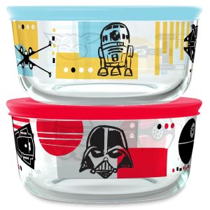Pyrex 4-Piece 4-Cup Glass Storage Set | Star Wars - R2D2 & Darth Vader