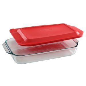 Pyrex Oblong Baker with Red Cover (3 Quart)