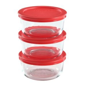 Pyrex 6-Piece Round Food Storage Containers with Lids | Red
