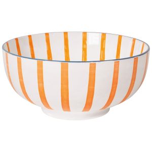 image shows Danica Jubilee Citrus Burst 8" Stamped Bowl | Orange against a blank, white background