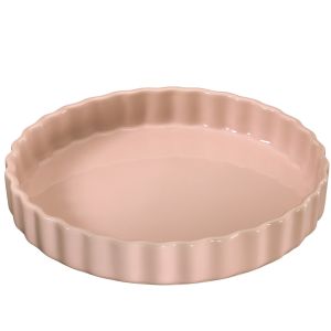 image shows Küchenprofi Porto 11" Flan Dish | Pink against a blank, white background