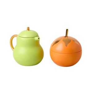 image shows Kate Spade Tutti Fruity Pear & Orange Sugar/Creamer Set against a blank, white background