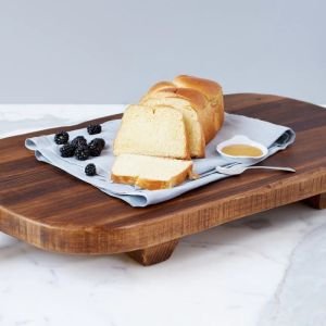 etúHOME Classic Oversized Rectangle Serving Board | Natural with fresh bread, honey, and blackberries