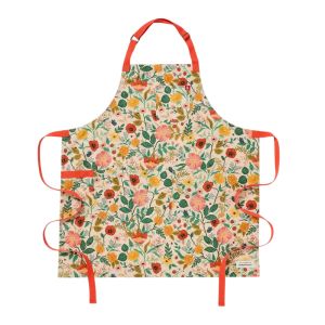 image shows Hedley & Bennett Essential Kitchen Apron | Rifle Paper Co. Poppy Fields against a blank, white background