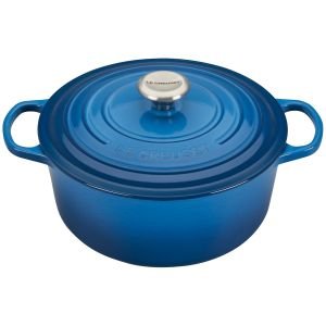 Le Creuset 5.5 Qt. Round Signature Cast Iron French Oven with Stainless Steel Knob | Marseille Blue