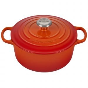 Le Creuset 4.5 Qt. Round Signature Dutch Oven with Stainless Steel Knob | Flame Orange
