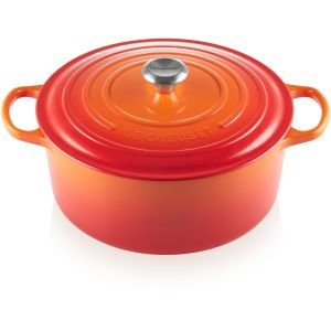 Le Creuset 7.25 Qt. Round Signature Cast Iron French Oven with Stainless Steel Knob | Flame Orange