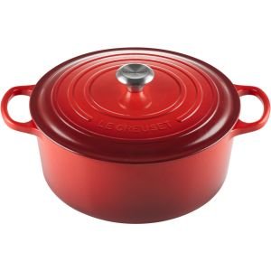 Le Creuset 7.25 Qt. Round Signature Cast Iron French Oven with Stainless Steel Knob | Cerise/Cherry Red