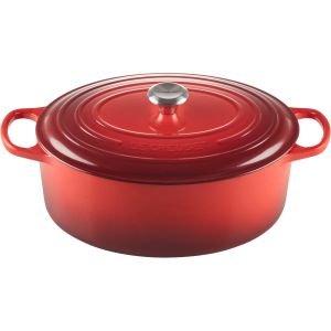 Le Creuset 9.5 Qt. Oval Signature Dutch Oven with Stainless Steel Knob | Cerise/Cherry Red