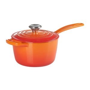 Le Creuset 1.75 Qt. Signature Enameled Cast Iron Saucepan with Stainless Steel Knob | Flame Orange