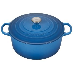 Le Creuset 9 Qt. Round Signature Dutch Oven with Stainless Steel Knob | Marseille Blue