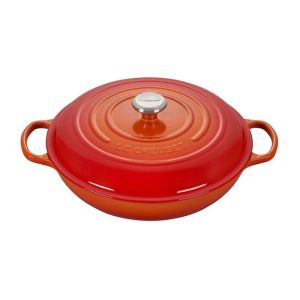 Le Creuset 5 Qt. Signature Enameled Cast Iron Braiser with Stainless Steel Knob | Flame Orange