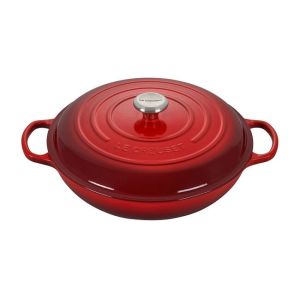 Le Creuset 5 Qt. Signature Enameled Cast Iron Braiser with Stainless Steel Knob | Cerise/Cherry Red