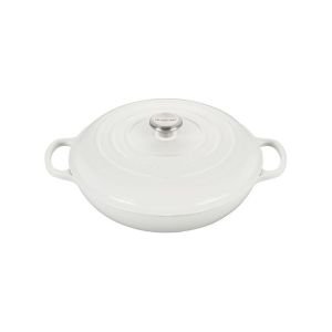 Le Creuset 5 Qt. Signature Braiser with Stainless Steel Knob (White) 
