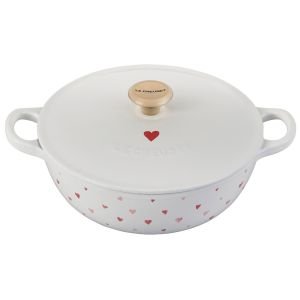 Le Creuset 2.75 Qt. Enameled Cast Iron Chef's Oven with Gold Knob | L'Amour (White)
