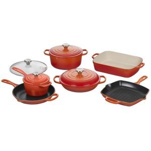 Le Creuset 10-Piece Signature Cookware Set with Stainless Steel Knobs | Flame Orange