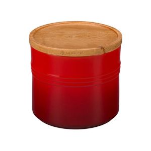 Le Creuset 1 1/2 qt. [5 1/2" diameter] Canister with Wood Lid - Cerise Red (Storage Containers) PG1518-1467