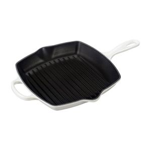 LS2021-2616 LeCreuset 10.25 Signature Square Grill Skillet - White