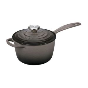 Le Creuset 1.75 Qt. Signature Enameled Cast Iron Saucepan with Stainless Steel Knob | Oyster Grey