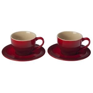 Le Creuset Cappuccino Cup Set for 2 | Cerise/Cherry Red
